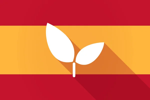 Bandera de sombra larga de España con planta — Vector de stock