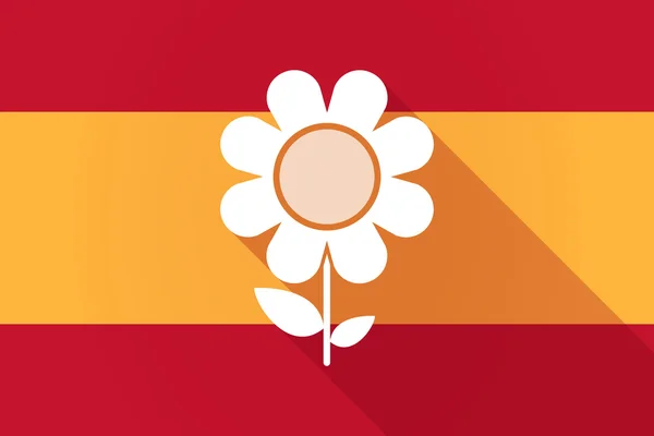 Spain  long shadow flag with a flower — Stockvector