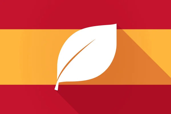 Spain  long shadow flag with a leaf — Stockvector