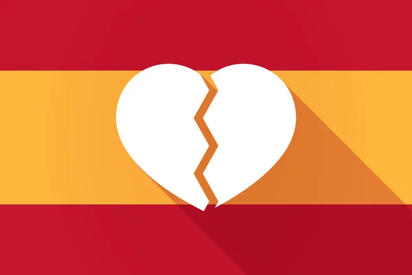 Bandera de España larga sombra con el corazón roto — Vector de stock