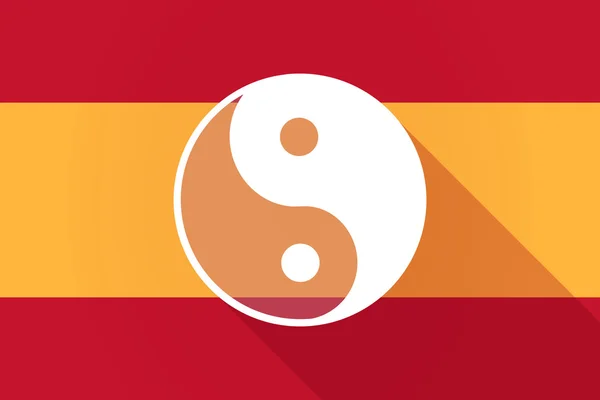 Bandera de sombra larga de España con ying yang — Vector de stock