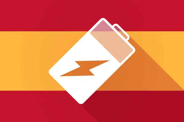 Bandera de España larga sombra con batería — Vector de stock