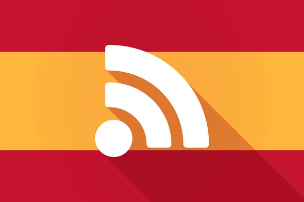 Spain long shadow flag with a RSS feed sign — Stok Vektör