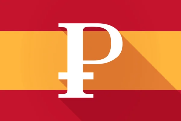 Bandera de sombra larga de España con un signo de rublo — Archivo Imágenes Vectoriales