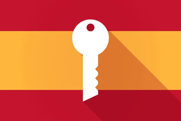 Spanien lange Schatten Flagge mit einem Schlüssel — Stockvektor