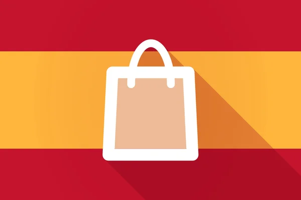 Bandera de España sombra larga con una bolsa de compras — Vector de stock