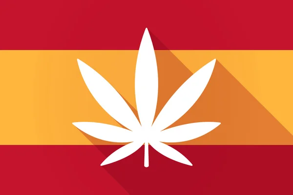 Spain  long shadow flag with a marijuana leaf — Stock Vector