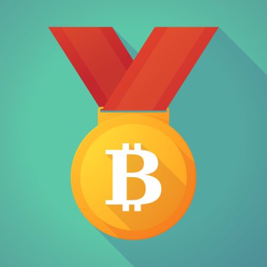 Long shadow gold medal with a bit coin sign