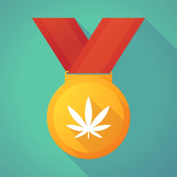 Long shadow gold medal with a marijuana leaf — Wektor stockowy