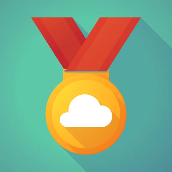 Long shadow gold medal with a cloud — ストックベクタ