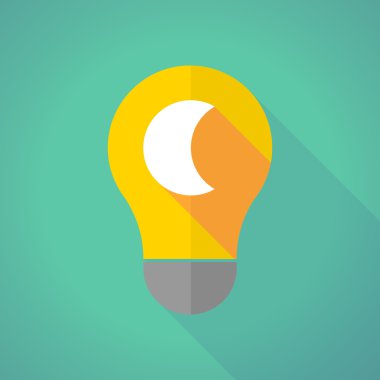 long shadow light bulb with a moon