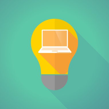 long shadow light bulb with a laptop