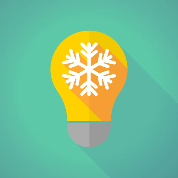 Long shadow light bulb with a snow flake — ストックベクタ