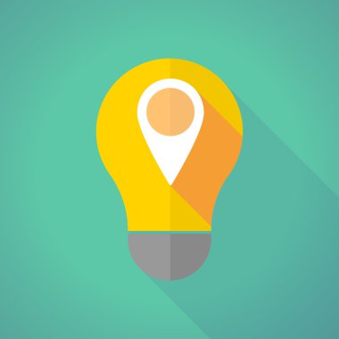 long shadow light bulb with a map mark