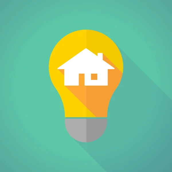 Long shadow light bulb with a house — Stock Vector