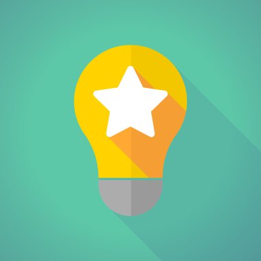 long shadow light bulb with a star