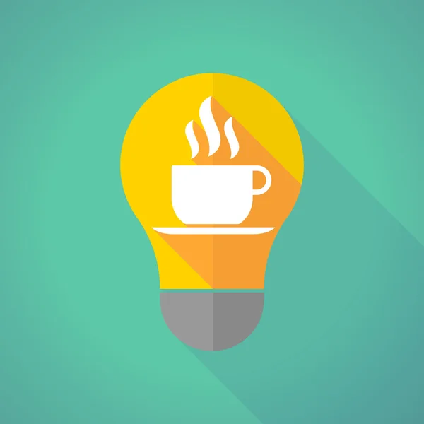 Long shadow light bulb with a cup of coffee — Stockvector