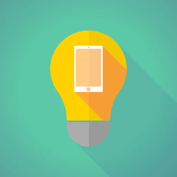 Long shadow light bulb with a smart phone — Wektor stockowy