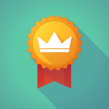 Long shadow badge icon with a crown