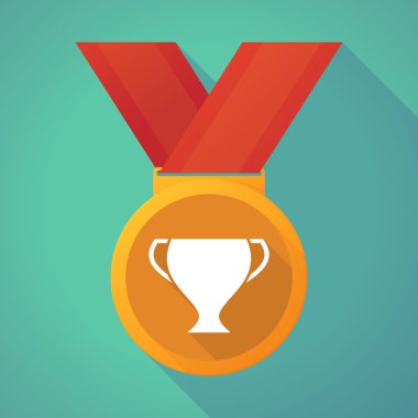 long shadow medal with a cup