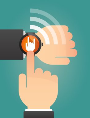 Hand pointing a smart watch with a rocking hand
