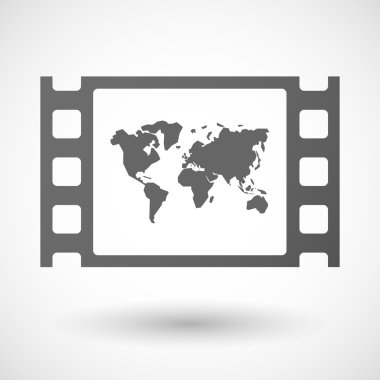 35mm film frame with a world map