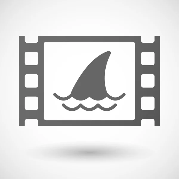 35mm film frame with a shark fin — Stock Vector