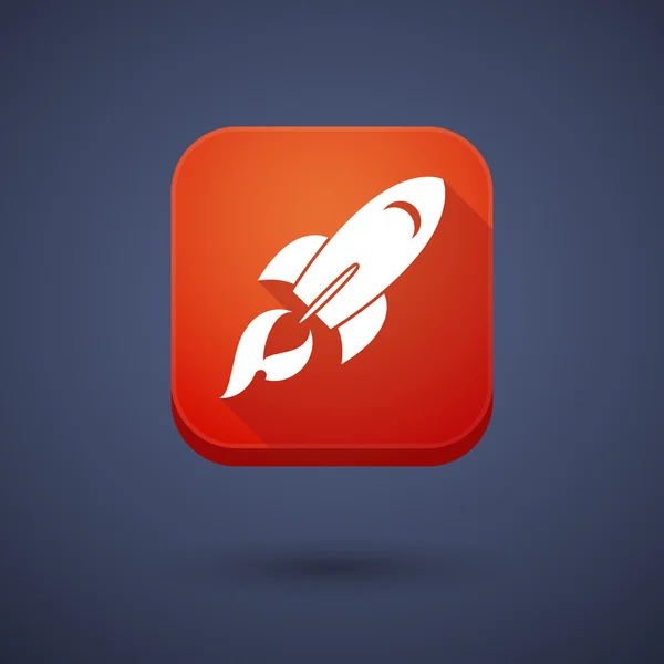 Botón de aplicación con un cohete — Vector de stock