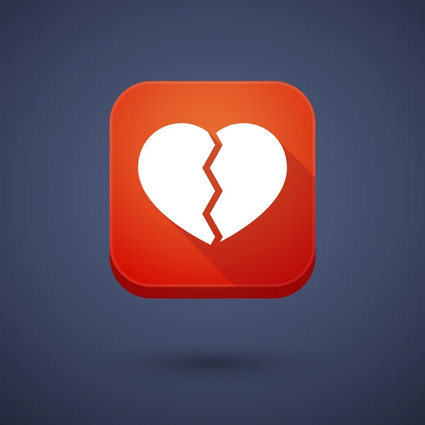 App button with a broken heart — ストックベクタ