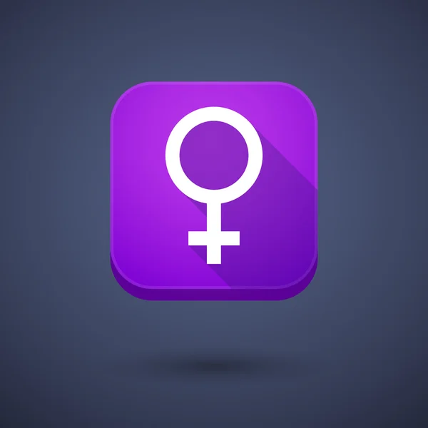 Botón de aplicación con un signo femenino — Vector de stock