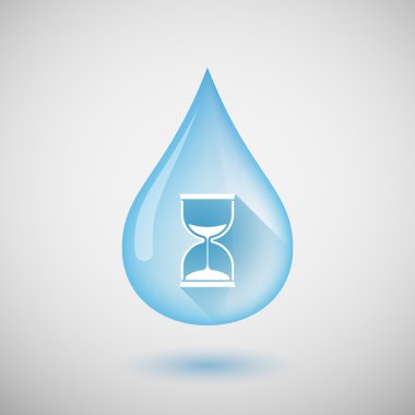 Uzun gölge su damla simgesi bir kum saati ile