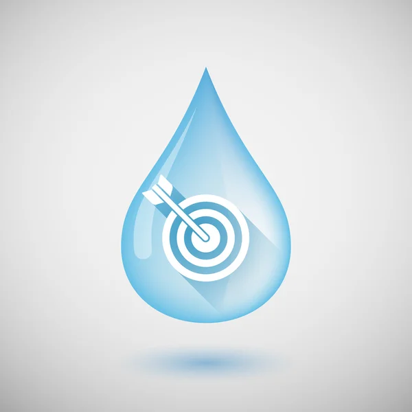 Langer Schatten Wassertropfen-Symbol mit Dartscheibe — Stockvektor