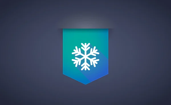 Longue icône de ruban d'ombre avec un flocon de neige — Image vectorielle