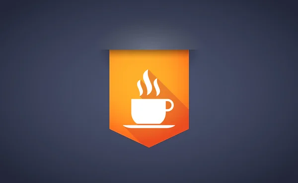 Icono de cinta de sombra larga con una taza de café — Vector de stock