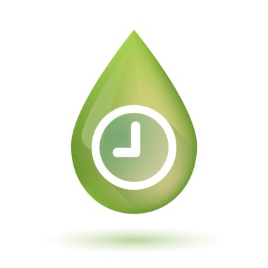 Zeytin yağı damla simgesi ile bir masa saati