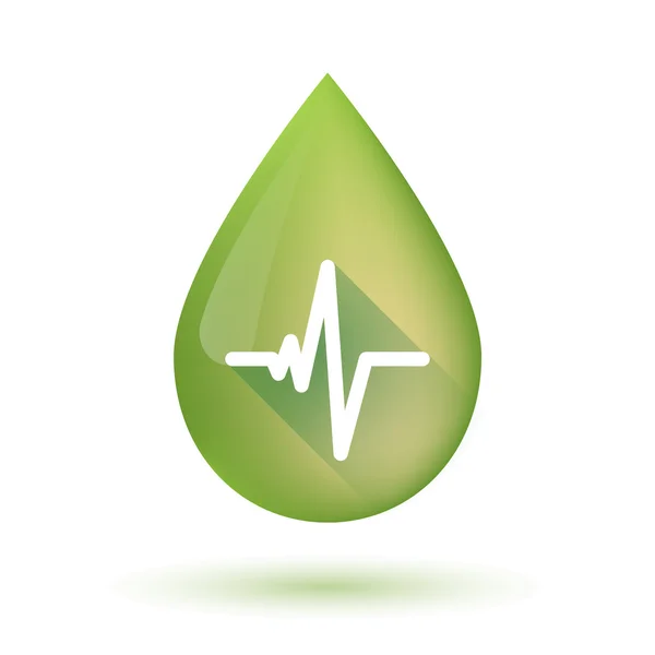 Icona goccia di olio d'oliva con un segno di battito cardiaco — Vettoriale Stock