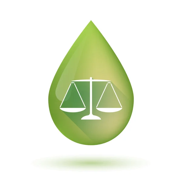 Olivenöl-Tropfen-Symbol mit einem Gerechtigkeit-Gewichtswaage-Zeichen — Stockvektor