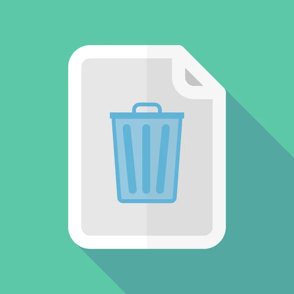 Longue icône de document ombre avec une poubelle — Image vectorielle