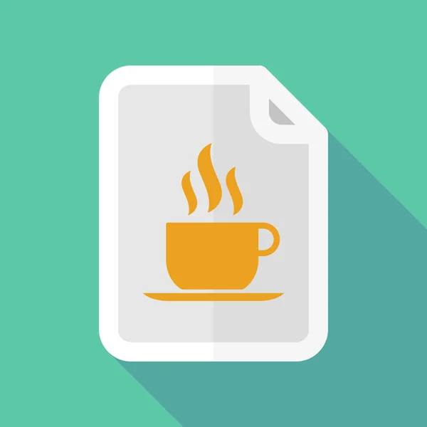 Bir fincan kahve ile uzun gölge belge simgesi — Stok Vektör