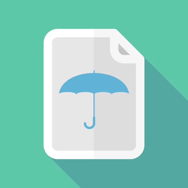 Longue icône du document ombre avec un parapluie — Image vectorielle