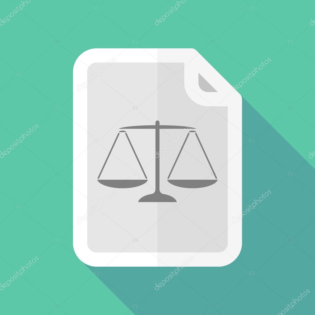 Long shadow document icon with a justice weight scale sign