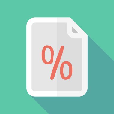 Uzun bir indirim işareti ile gölge belge simgesi