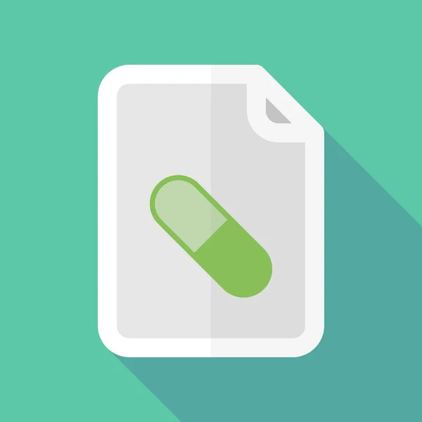 Long shadow document icon with a pill — Stock Vector