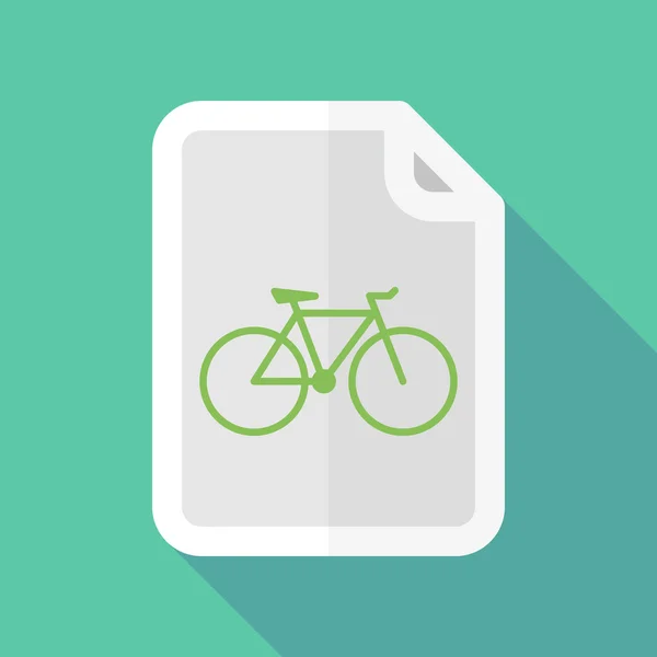 Icono de documento de sombra larga con una bicicleta — Vector de stock