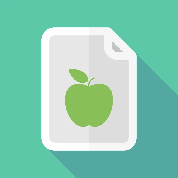 Icona del documento ombra lunga con una mela — Vettoriale Stock