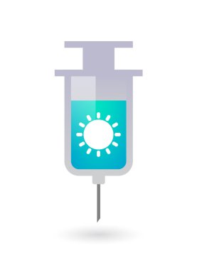 Bir güneş ile izole şırınga simgesi