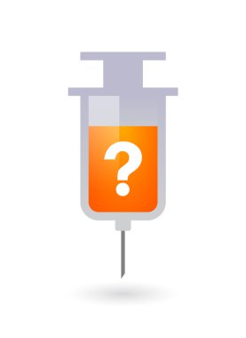 Bir soru işareti simgesiyle izole şırınga