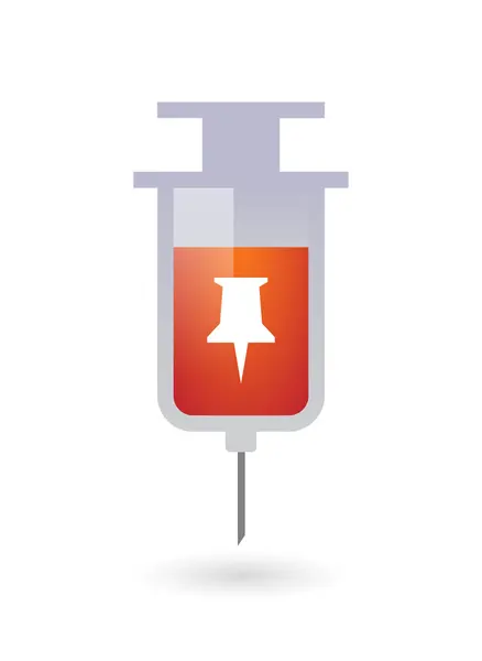 Isolated syringe icon with a push pin — Stock Vector