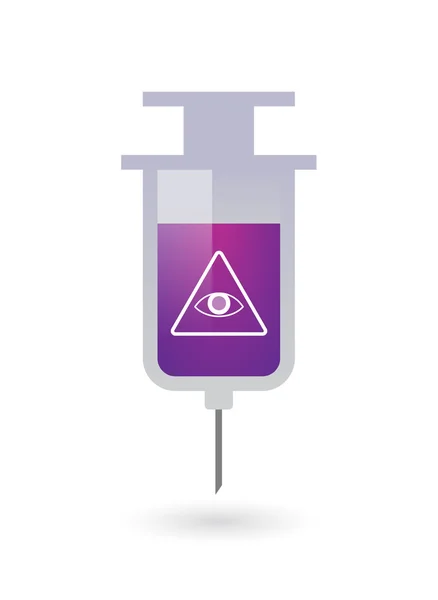 Isolated syringe icon with an all seeing eye — Stock Vector