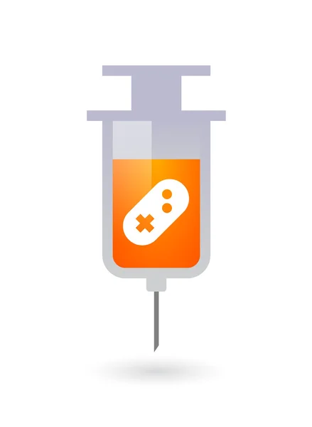 Isolated syringe icon with a game pad — Stock Vector